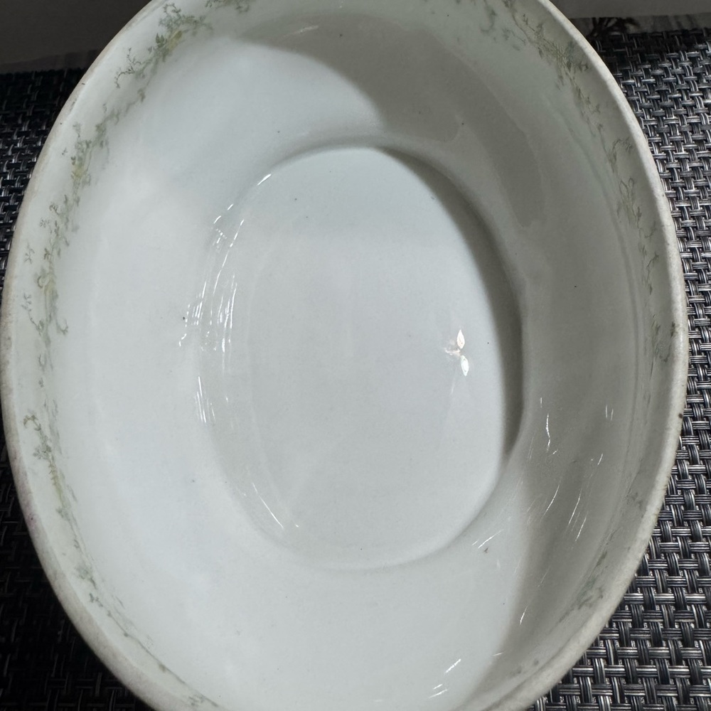 Vintage Elite Works Limoges France Covered Dish Vegetable Serving Green Floral - Picture 7 of 15